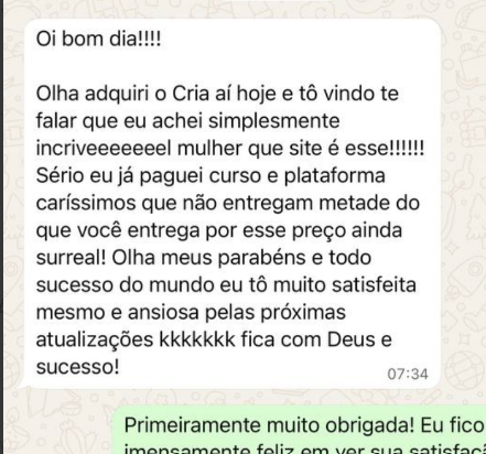 Depoimento de aluna sobre o Cria aí!